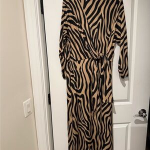ASOS Black and Tan Zebra Print Long Sleeve Dress